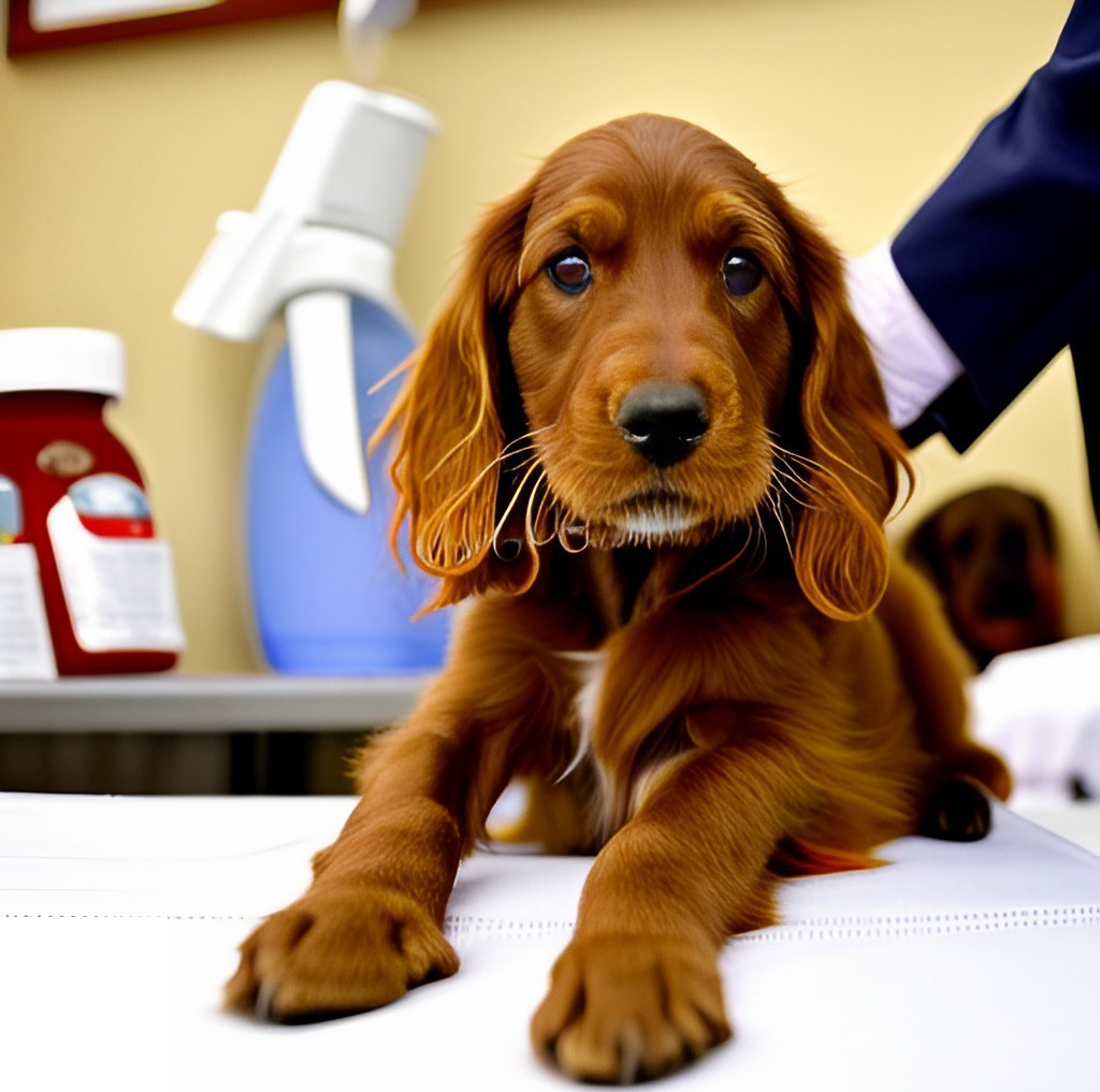 when can irish setter puppies get their first shots